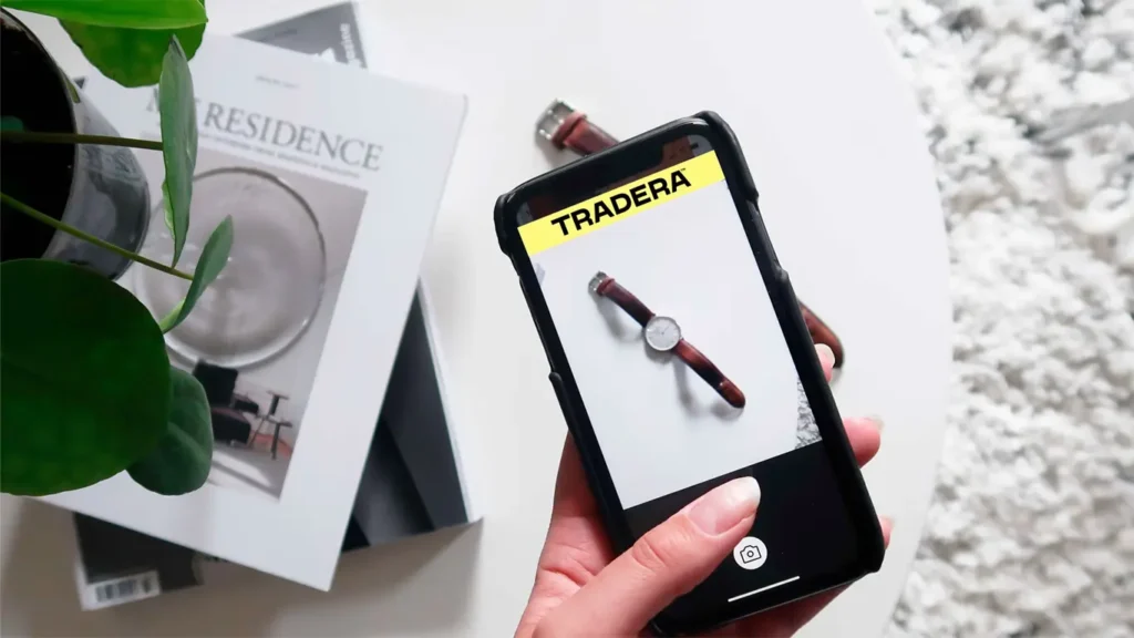 Tradera-app på telefon