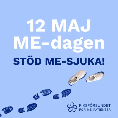 12 maj ME-dagen. Stöd ME-sjuka! Bild för nedladdning att användas som profilbild på sociala medier.